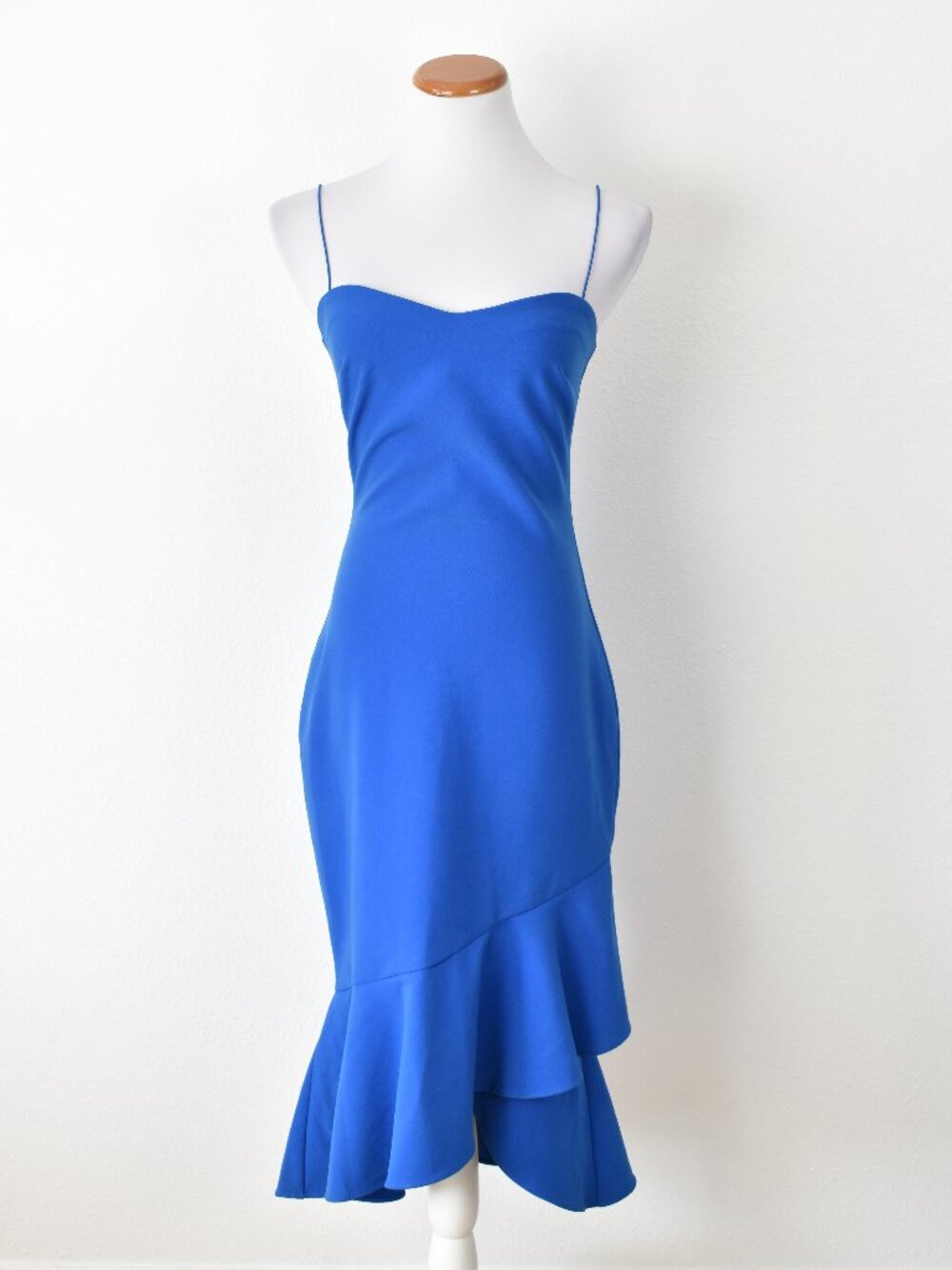 Likely Vallina Blue Ruffle Hem Sheath Midi Dress - 4
